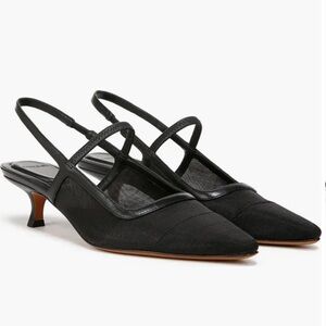 VINCE Venice Mesh Slingback Pointed Toe Kitten Heel Pump